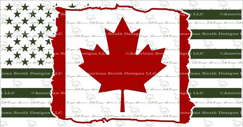 Torn American Canada Flag