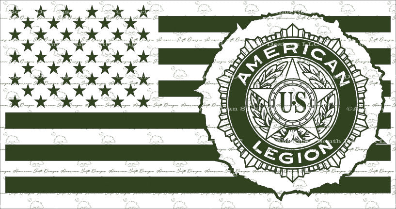 Tattered American Flag 2 with American Legion Logo