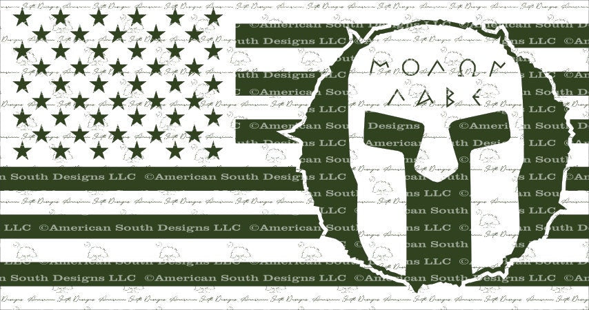 Tattered American Flag 2 Spartan Molon Labe - SVG