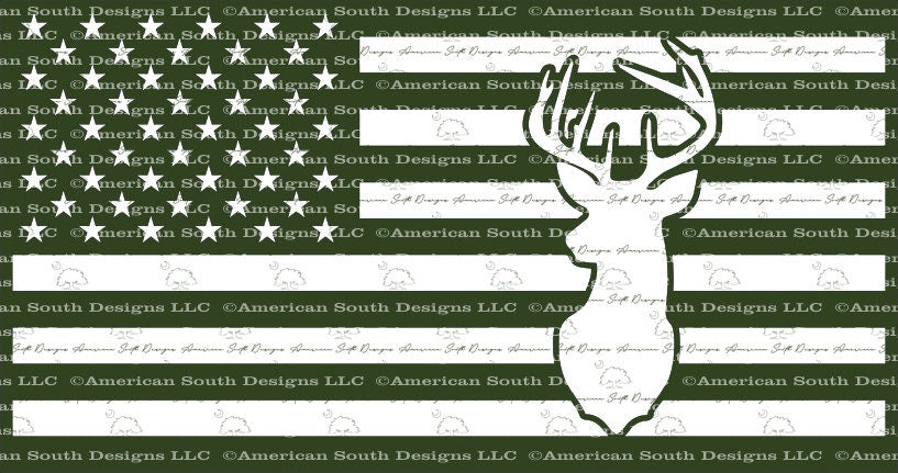 American Flag with Deer Head