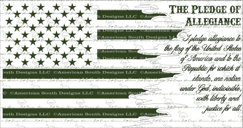 Tattered American Flag with Complete Pledge of Allegiance SVG