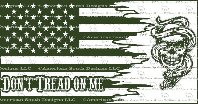Tattered Flag with Don't Tread on Me