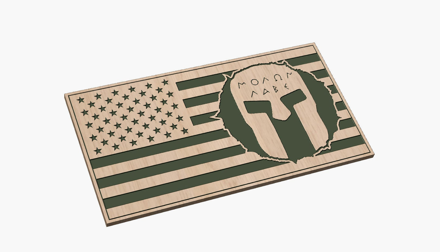 Tattered American Flag 2 Spartan Molon Labe - SVG