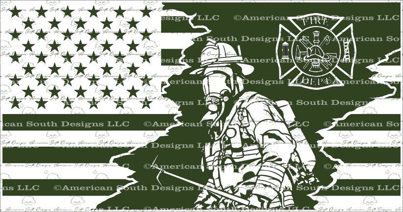 Tattered Flag Design 8 - Firefighter