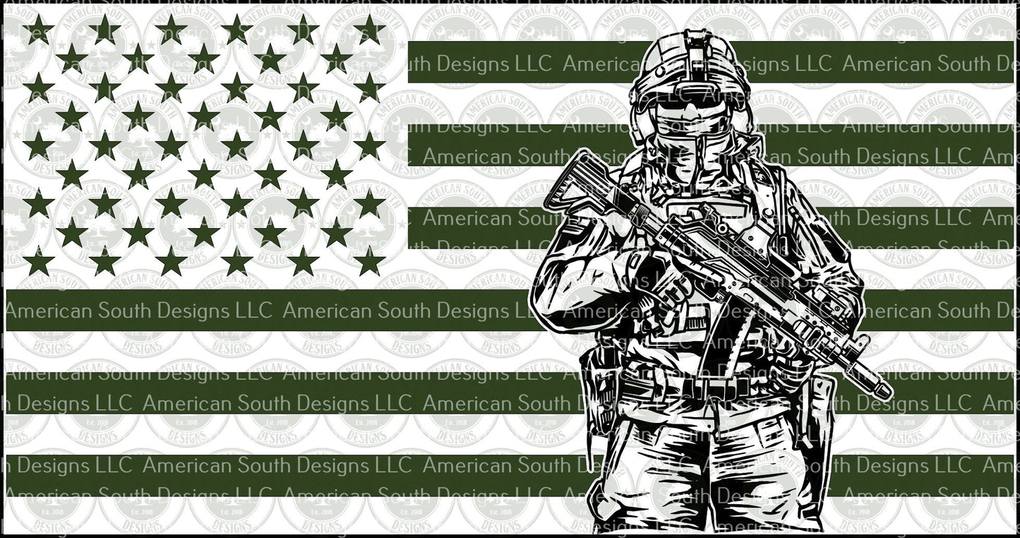 Soldier with Gun Flag