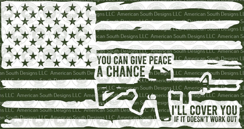 Distressed American Flag  Version 3  Give Peace a Chance