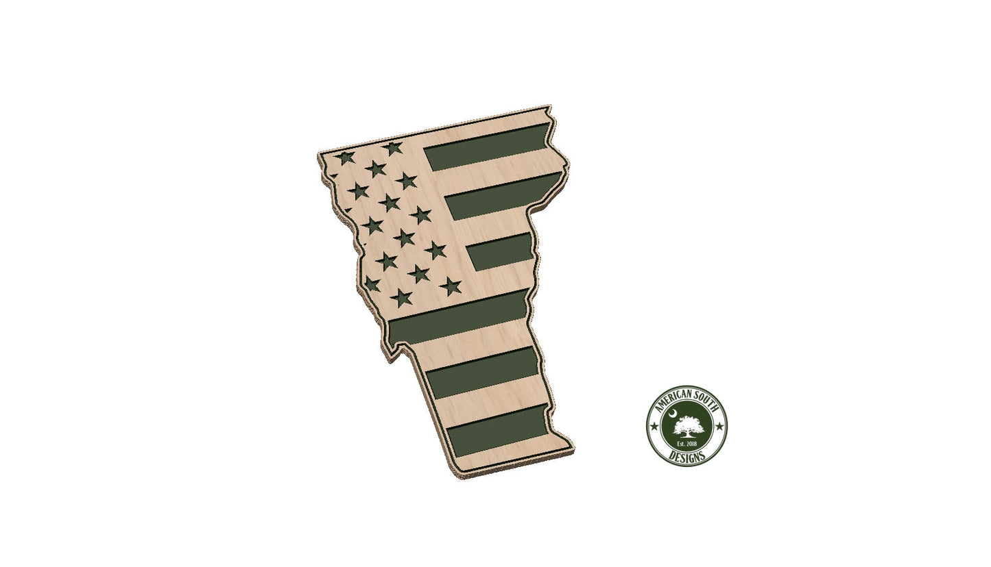 Vermont Shaped American Flag  Digital Design  SVG, PNG