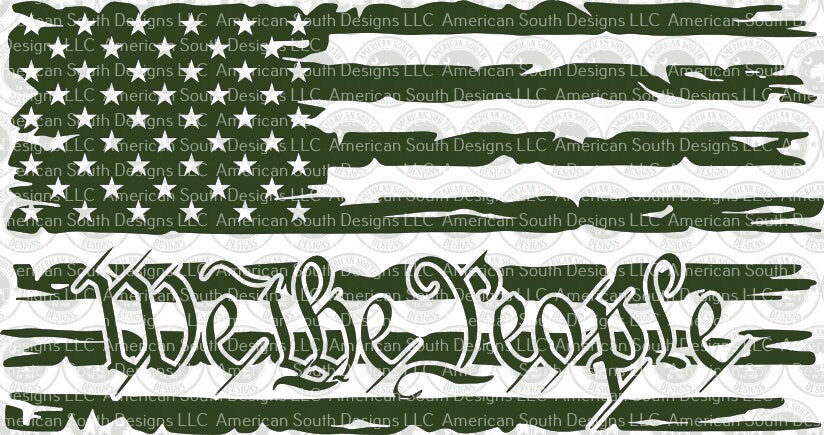 Distressed American Flag  Version 2  We The People