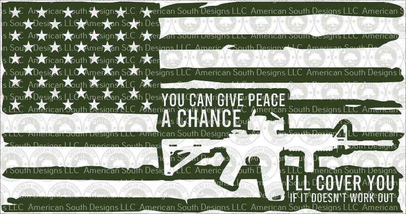 Distressed American Flag  Version 3  Give Peace a Chance