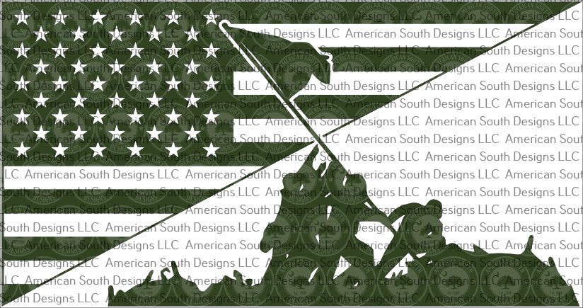 Diagonal Split American Flag with Iwo Jima