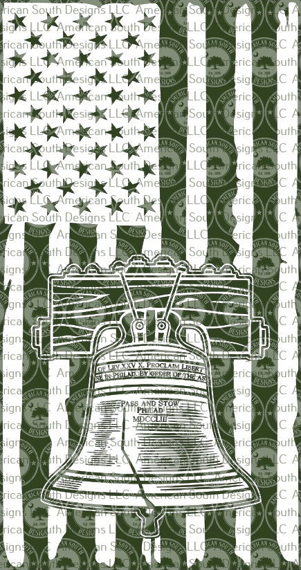 Vertical  Distressed American Flag  Liberty Bell