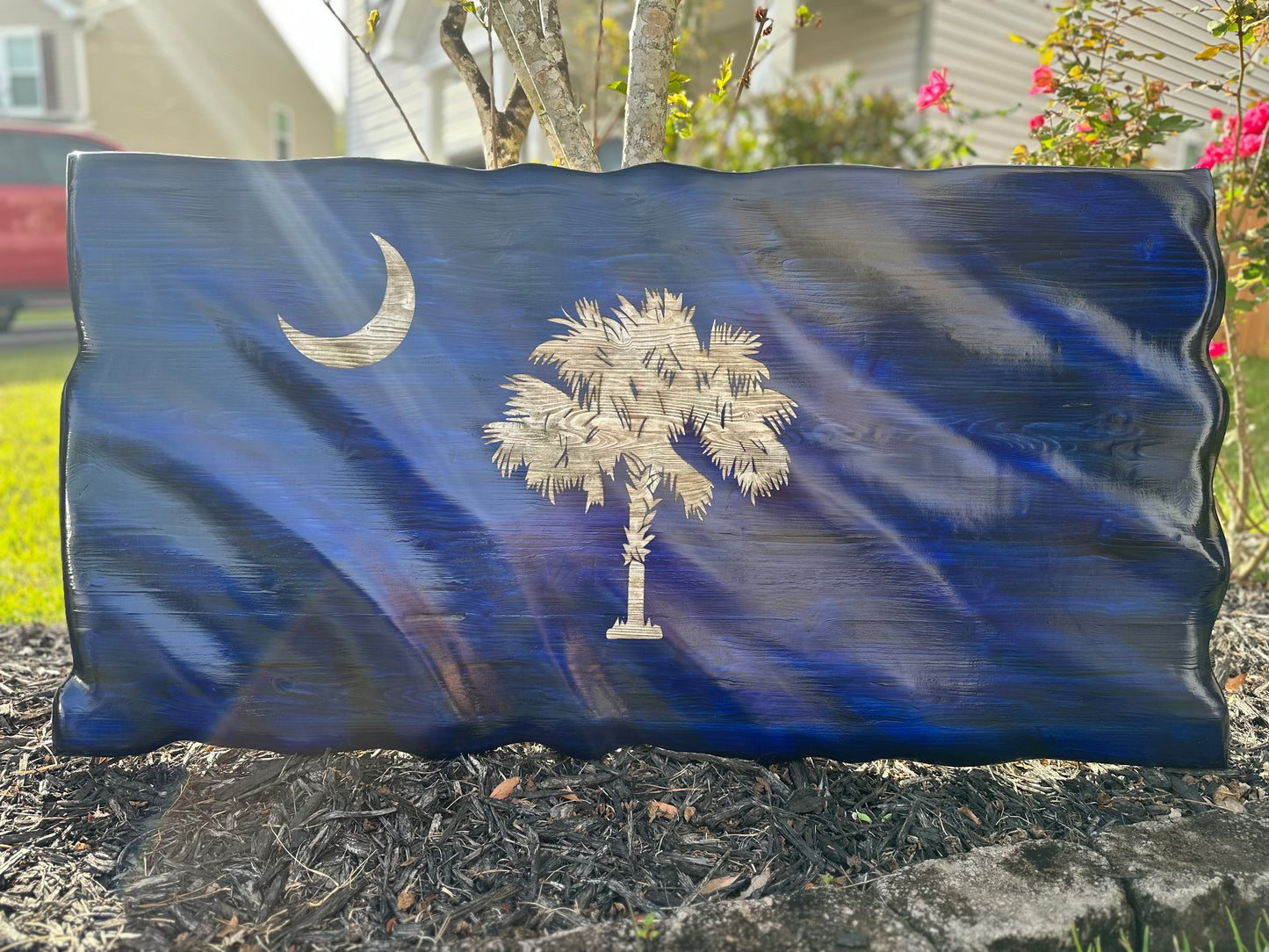Realistic 3D - Wooden South Carolina Palmetto Flag
